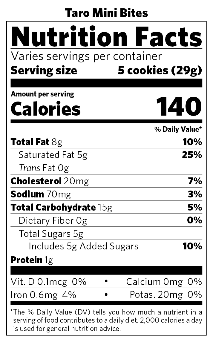 Taro Mini Bites nutritional information